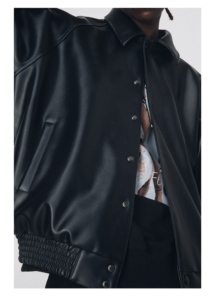 Black Oversized Leather Jacket