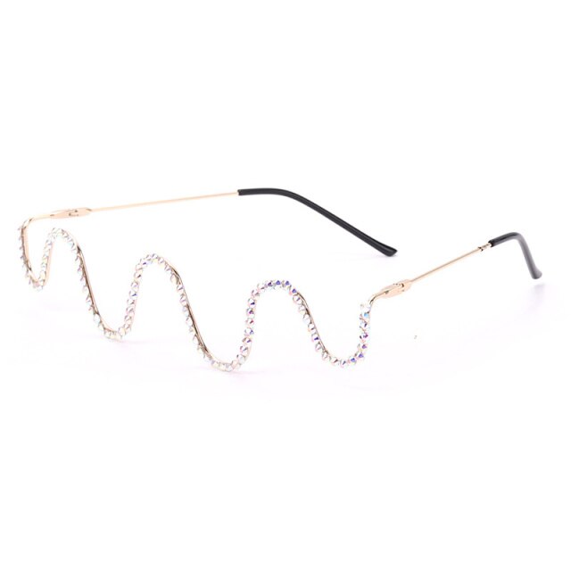 Wave Shape Half Metal Frame Glasses