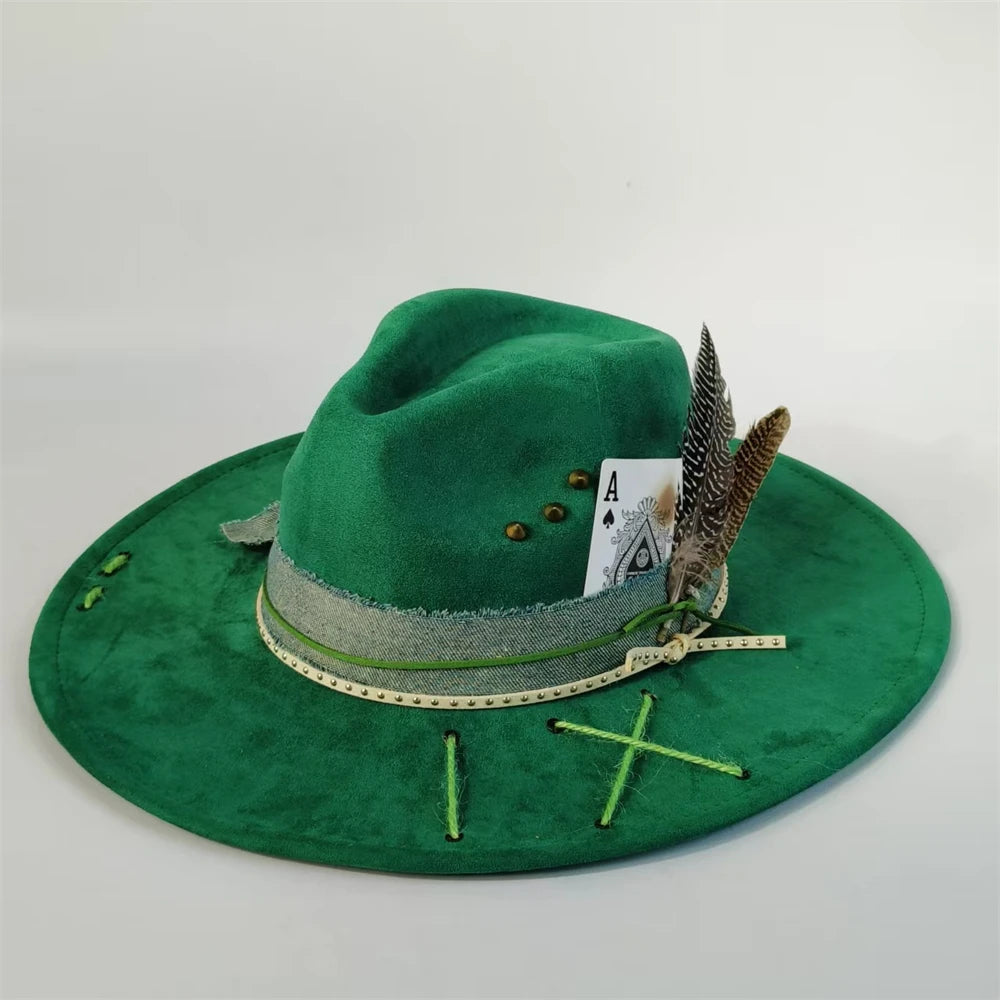 Distressed Wide-Brim Cowboy Hat — Unisex Western