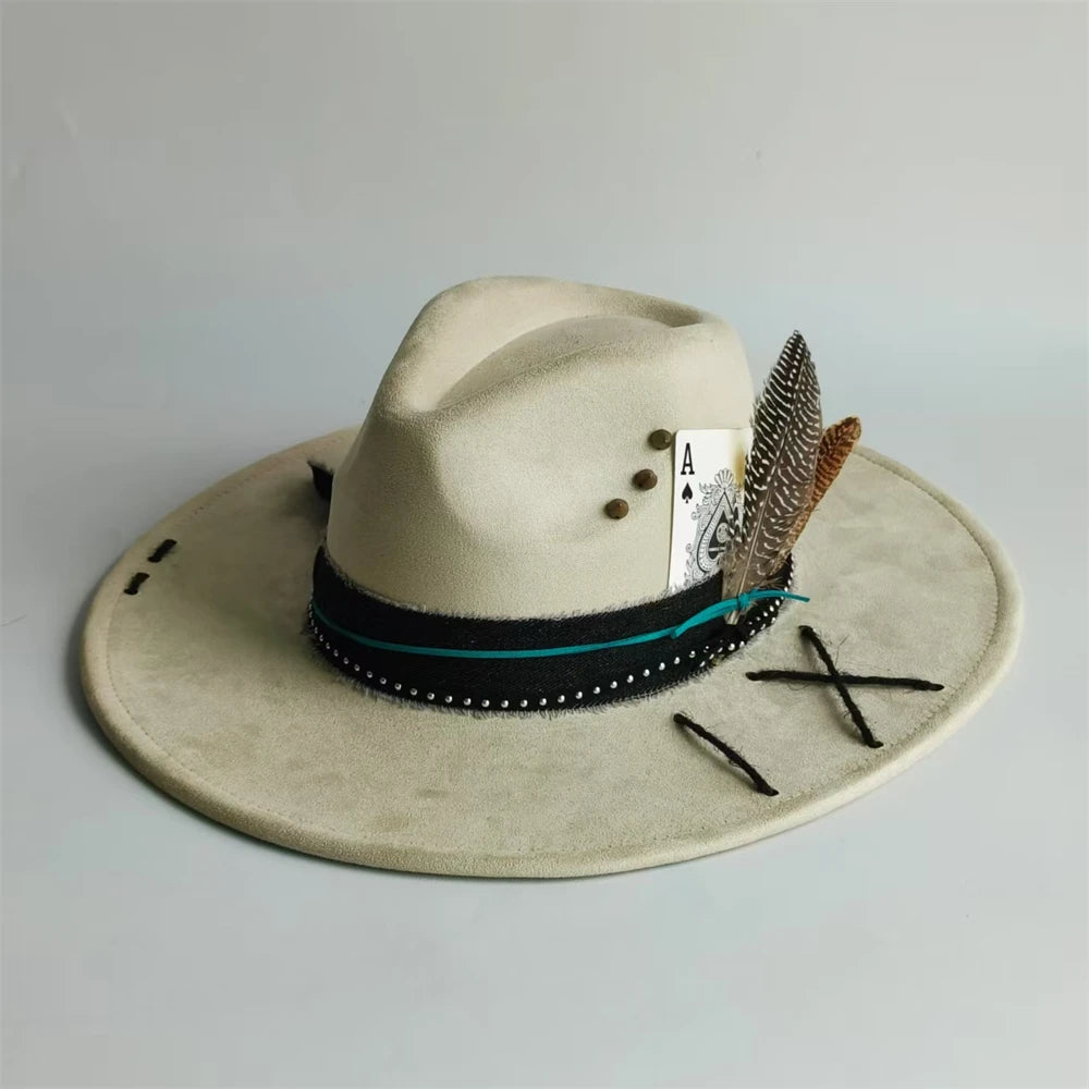 Distressed Wide-Brim Cowboy Hat — Unisex Western