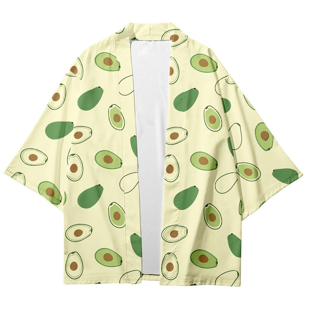 Fresh and Fun Green Kimono with Avocado Prints