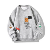 Grey Patchwork Crewneck Sweatshirt