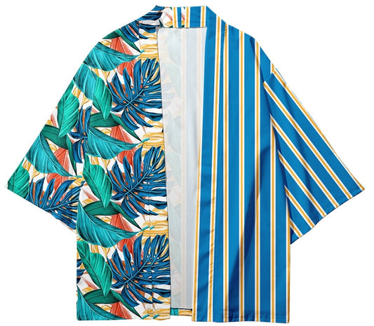 Palm Stripe Kimono Shirt