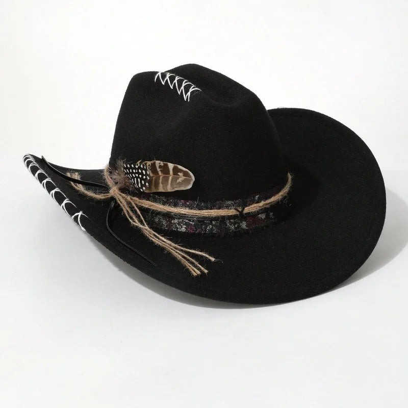 Distressed Wide-Brim Cowboy Hat — Unisex Western
