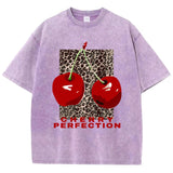 Cherry Leopard Print Graphic Tee — Loose Fit Cotton Streetwear