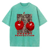 Cherry Leopard Print Graphic Tee — Loose Fit Cotton Streetwear