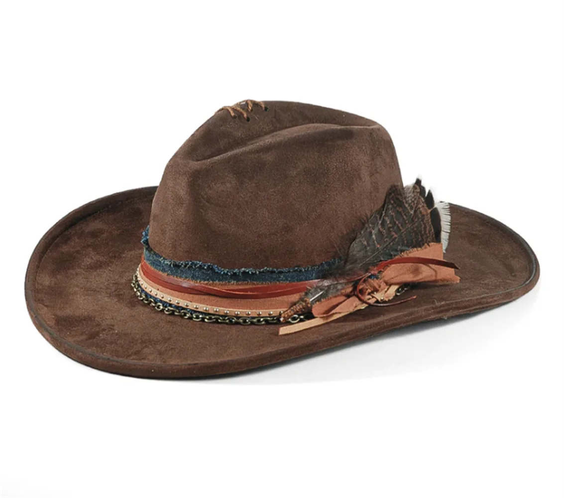 Distressed Wide-Brim Cowboy Hat — Unisex Western