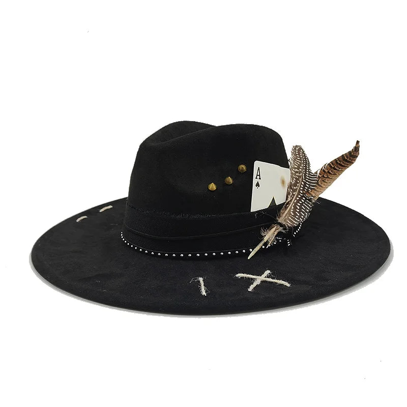 Distressed Wide-Brim Cowboy Hat — Unisex Western