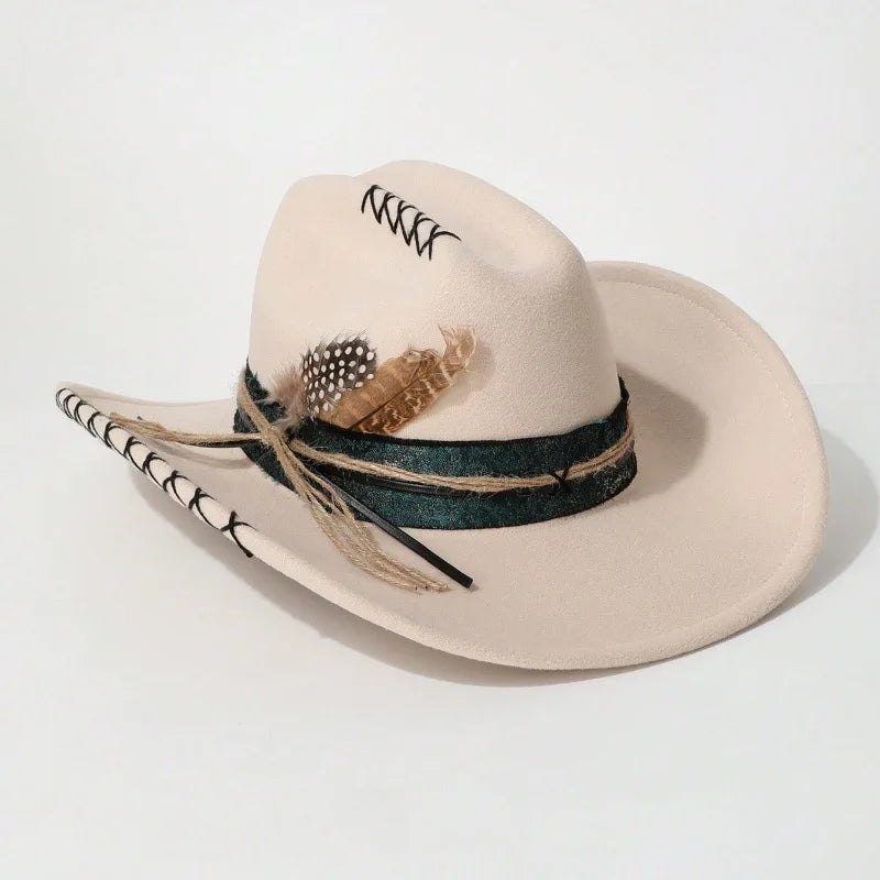 Distressed Wide-Brim Cowboy Hat — Unisex Western