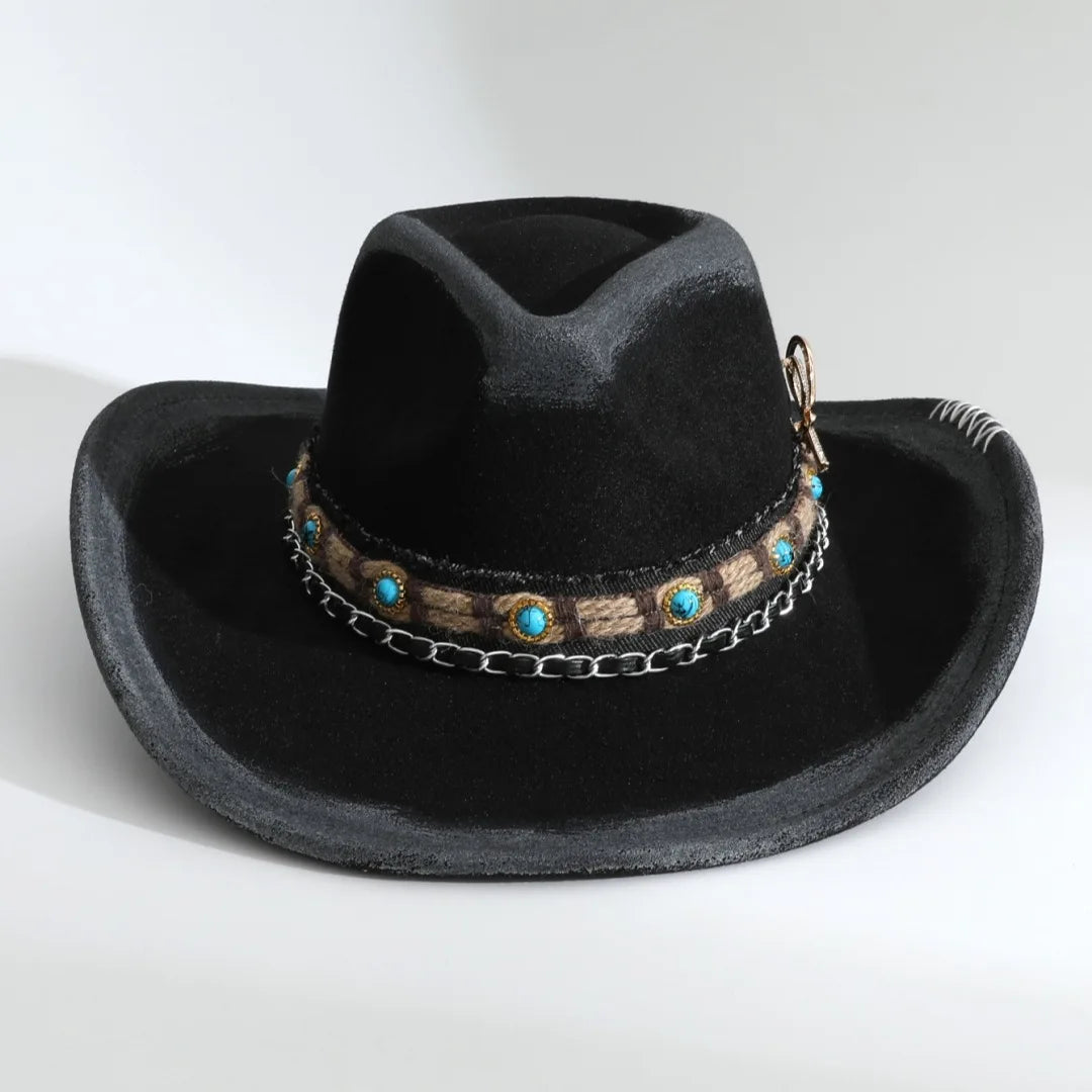 Distressed Wide-Brim Cowboy Hat — Unisex Western