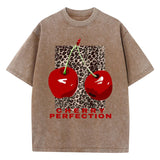 Cherry Leopard Print Graphic Tee — Loose Fit Cotton Streetwear