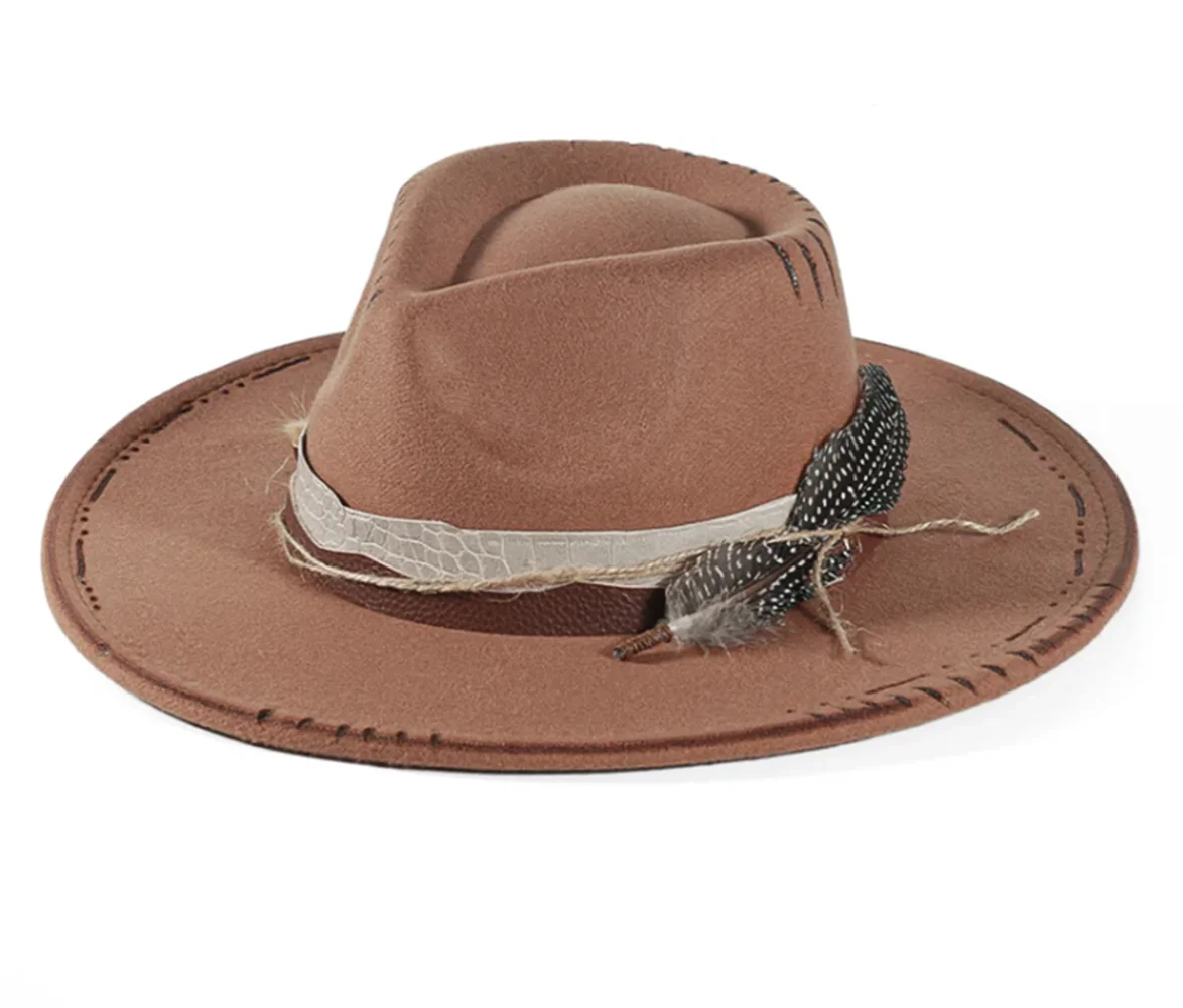Distressed Wide-Brim Cowboy Hat — Unisex Western