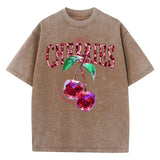 Cherry Leopard Print Graphic Tee — Loose Fit Cotton Streetwear