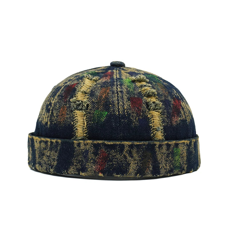 A-Black Yellow Colorful denim docker cap sixth colorway
