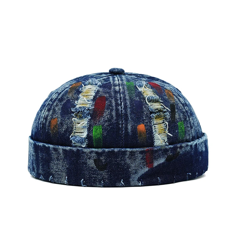 A-Navy Colorful denim docker cap seventh colorway