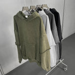 Acid wash hoodie — 3D chest pocket detail