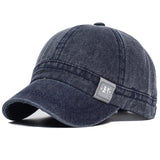 Acid wash short brim baseball cap — back view