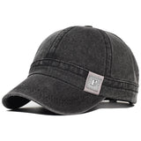 Acid wash short brim baseball cap — side view