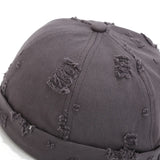 Top-down view of adjustable brimless docker cap