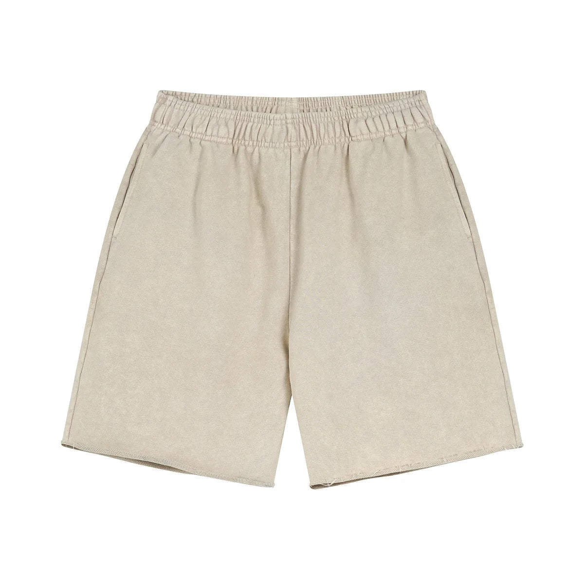 Apricot Color Acid wash sweat shorts outfit, side view