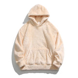 Apricot Oversized shaggy fleece hoodie, worn front view