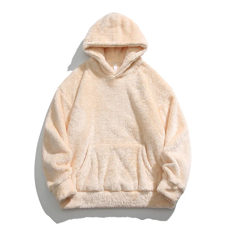 Apricot Oversized shaggy fleece hoodie, worn front view