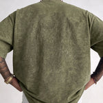 Army Green Mineral washed oversized graphic tee, lifestyle shot 3