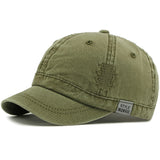 Army Green Short brim baseball cap worn on model — angled view