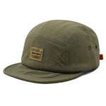 Army Green Vintage short brim 5-panel streetwear cap — front view, solid colorway