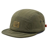 Army Green Vintage short brim 5-panel streetwear cap — front view, solid colorway