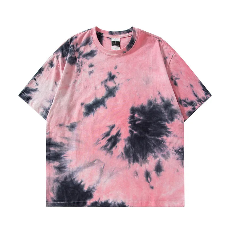 At-6861 2 Tie-dye oversized t-shirt on model, front