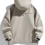 Beige jacket with a hood on a white background