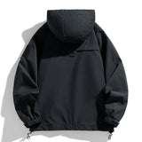 Black hooded jacket on a white background