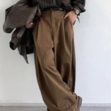 Baggy wide-leg cargo pants, elastic waist detail