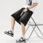 Baggy denim shorts, detail view