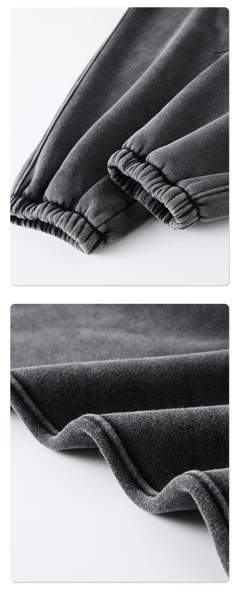 Men's baggy washed fleece sweatpants — styled outfit detail