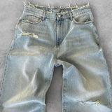 Men's bleach wash baggy jeans — back view