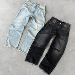 Men's bleach wash baggy jeans — front view