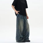 Baggy wide-leg denim jeans, back view