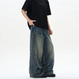 Baggy wide-leg denim jeans, back view