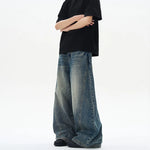 Baggy wide-leg denim jeans, detail view