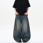 Baggy wide-leg denim jeans, front view