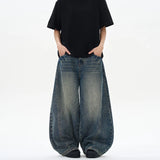 Baggy wide-leg denim jeans, front view