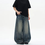 Baggy wide-leg denim jeans, side view