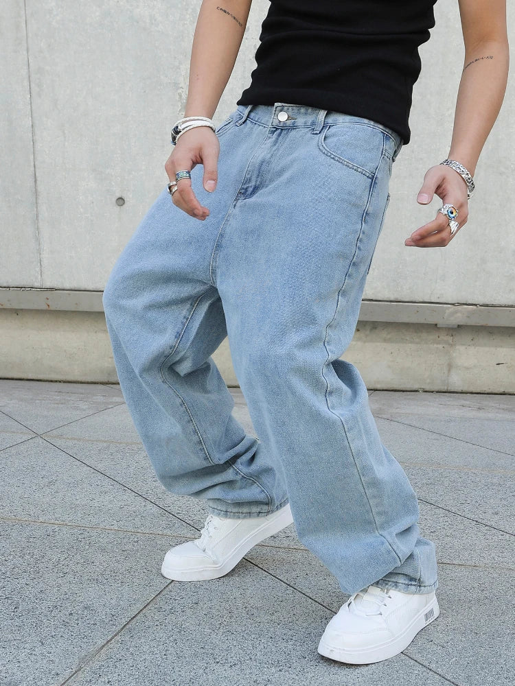 Baggy wide-leg jeans, back view