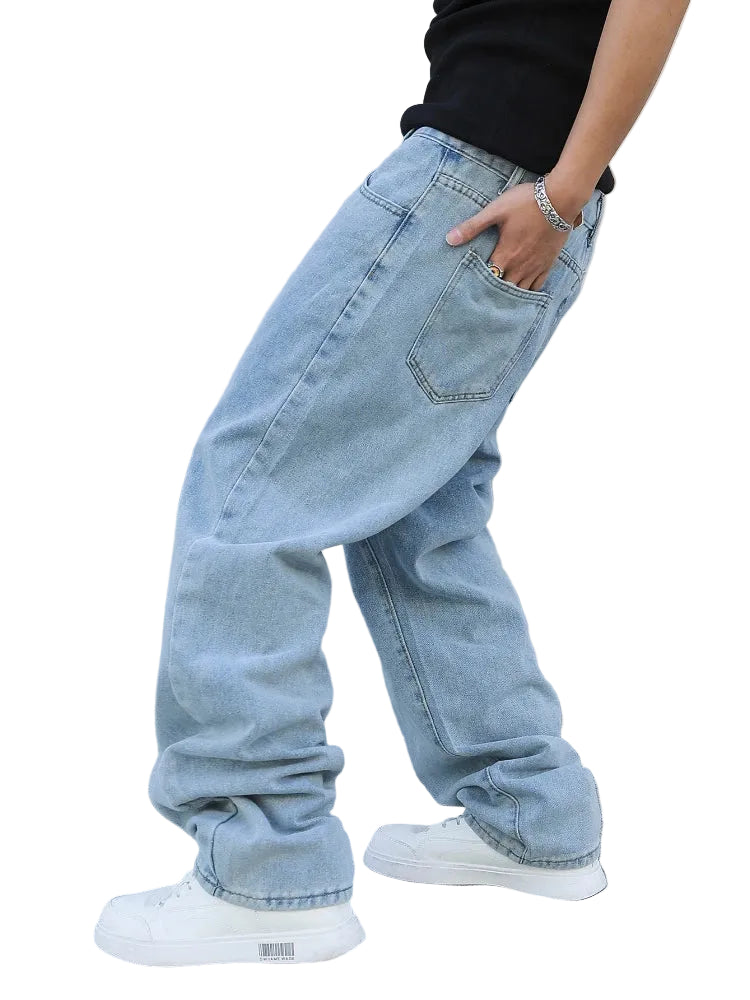 Baggy wide-leg jeans, detail view