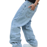Baggy wide-leg jeans, detail view