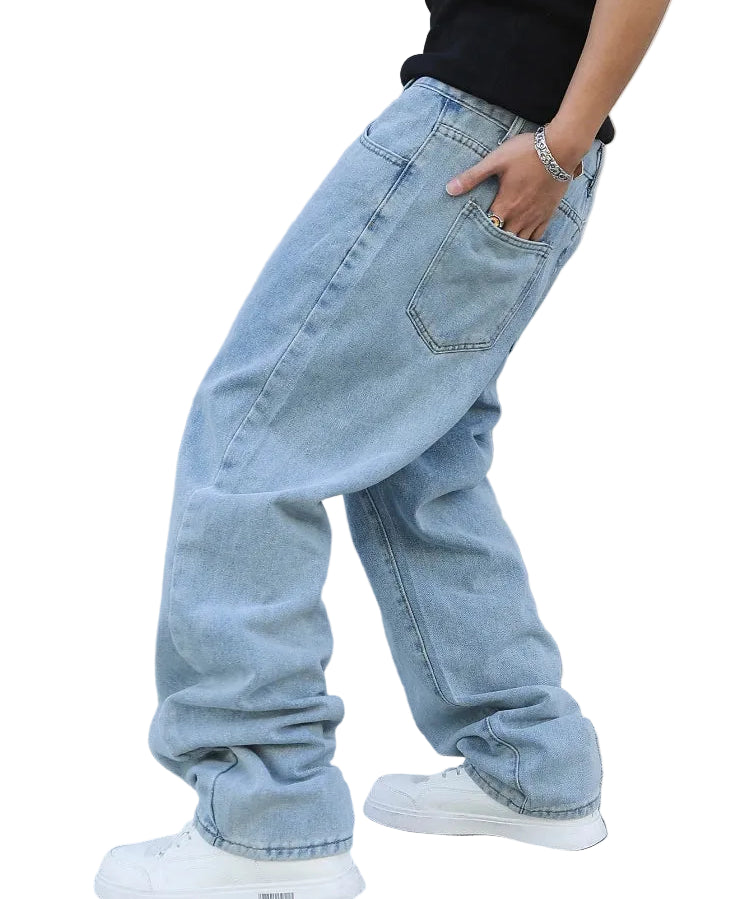 Baggy wide-leg jeans, detail view
