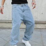 Baggy wide-leg jeans, front view