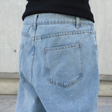 Baggy wide-leg jeans on model, front
